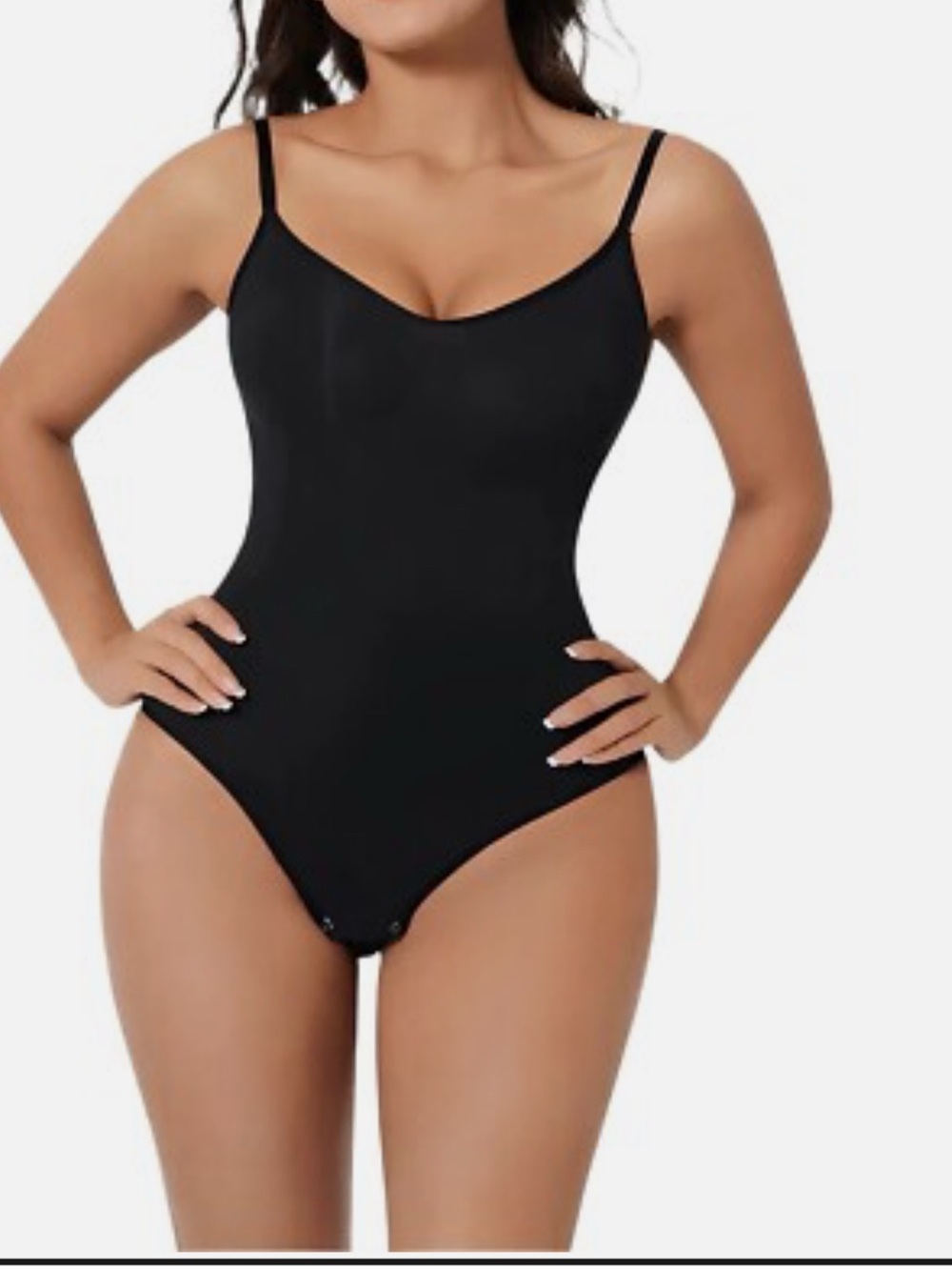 Seamless Black Shaping Bodysuit with Adjustable Straps - Women Intimates